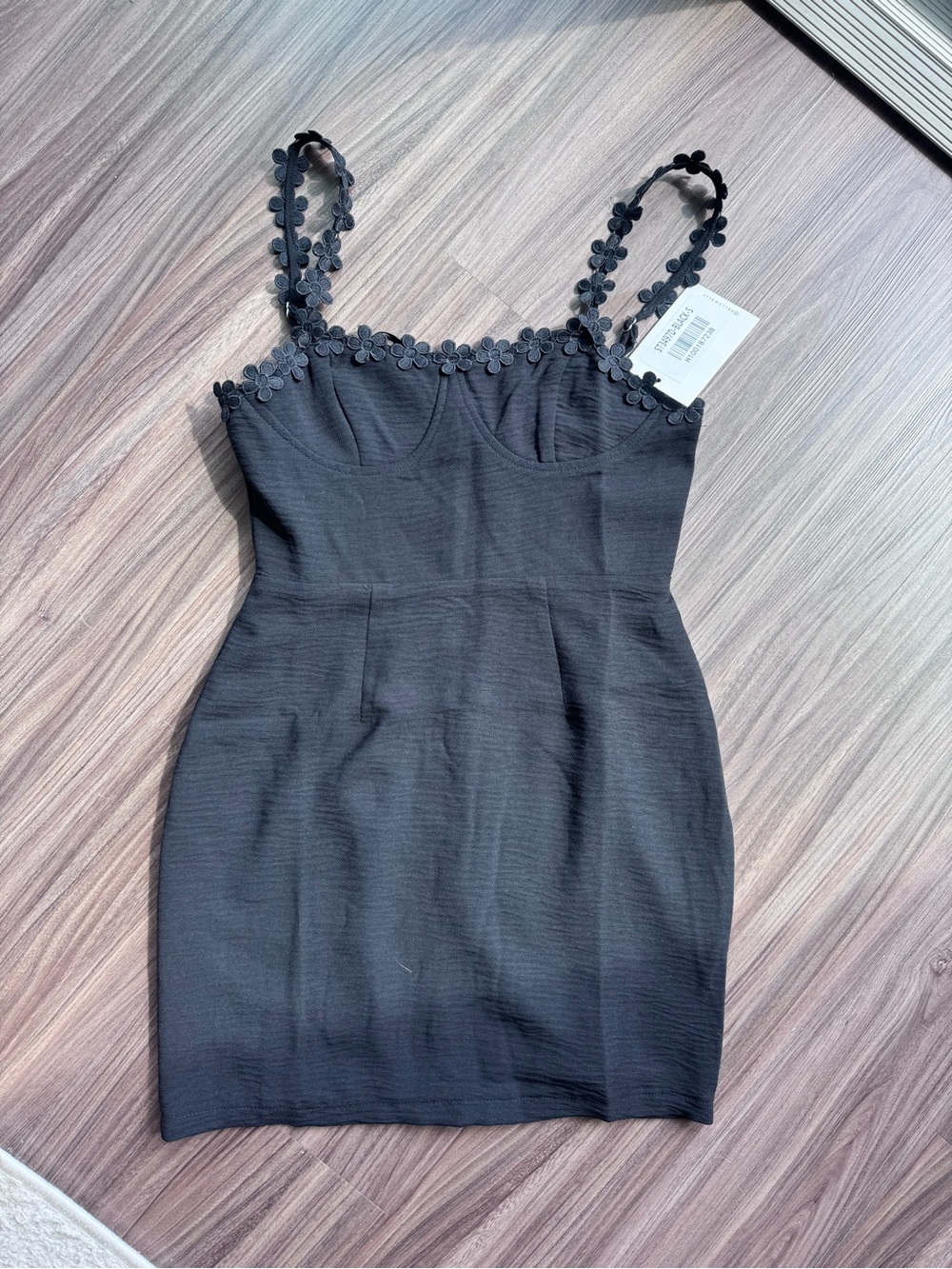 Hello Molly Black Floral-Trim Mini Dress | Size Small NWT